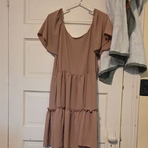 Chic Tan Midi Dress